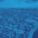 city of cambridge aerial view with blue tint